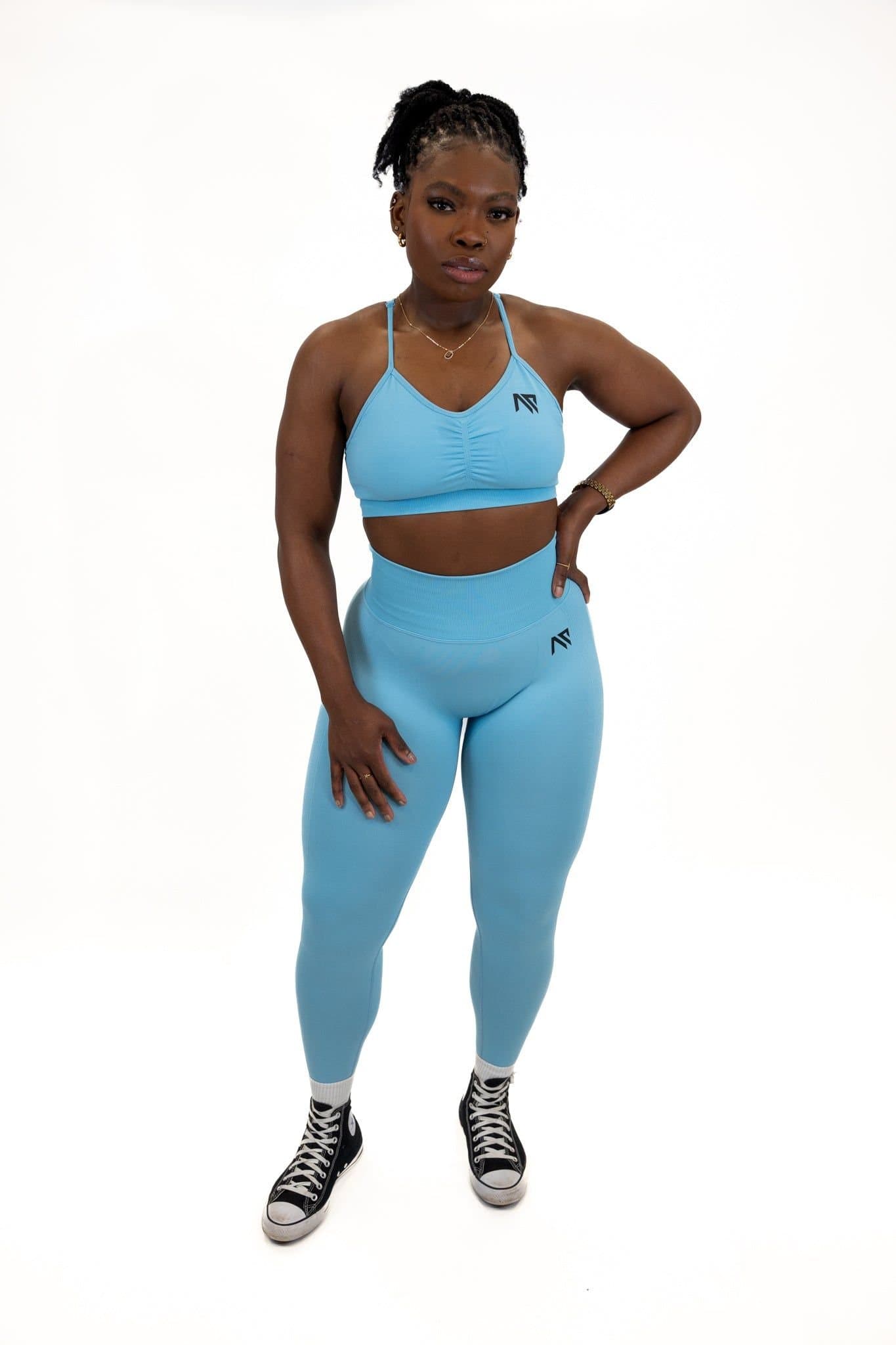 Animus Animus Women's Scrunched Bra Set in Baby Blue