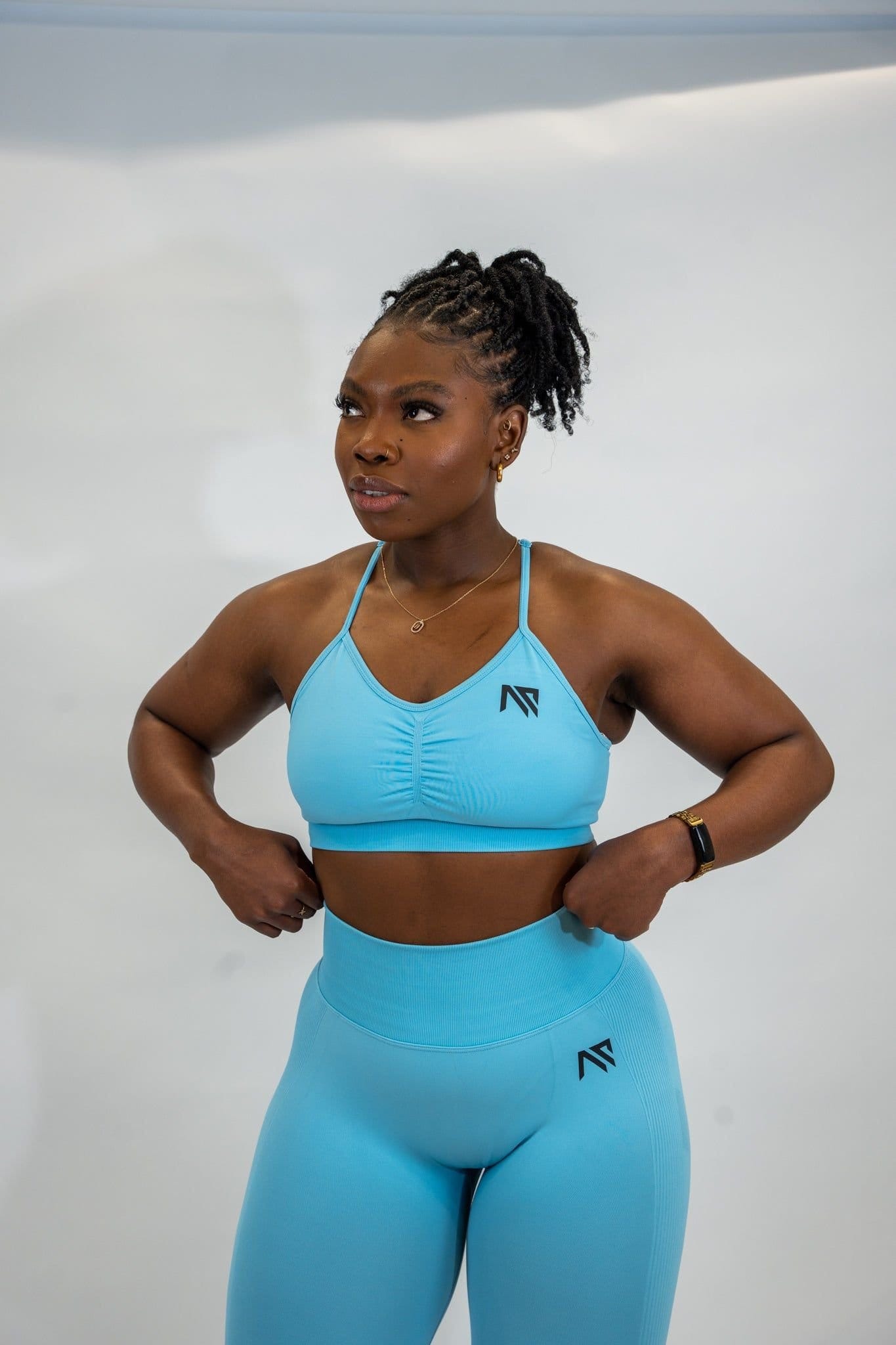 Animus Animus Women's Scrunched Bra Set in Baby Blue - 4