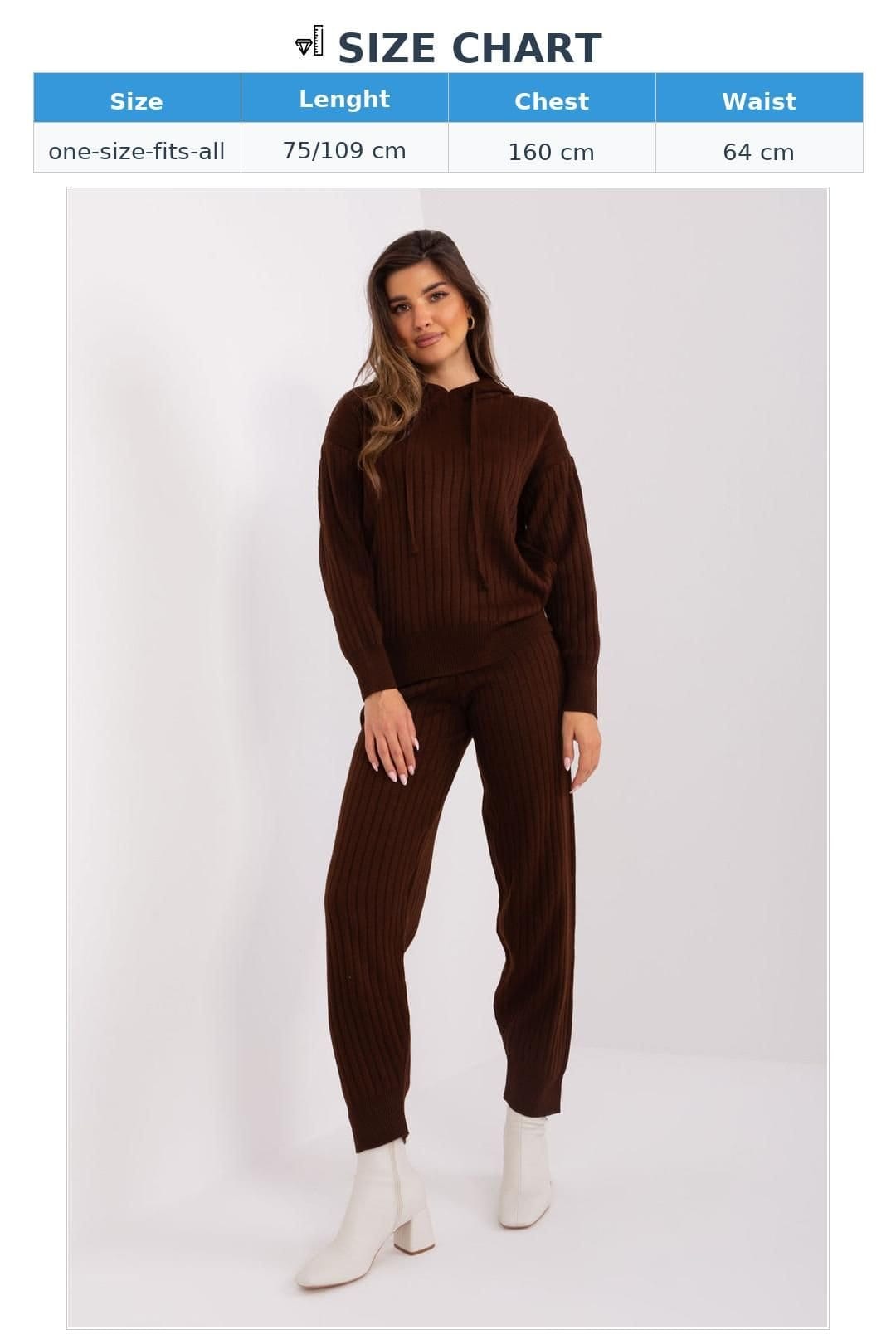 Love Lace Love Lace Women's Long Sleeve Hooded Sweater Pants Set in Brown - 4