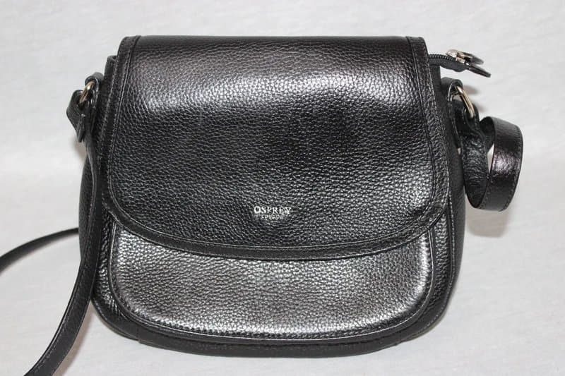 OSPREY LONDON Osprey London Crossbody Bag Women Leather Black Flap Shoulder Handbag