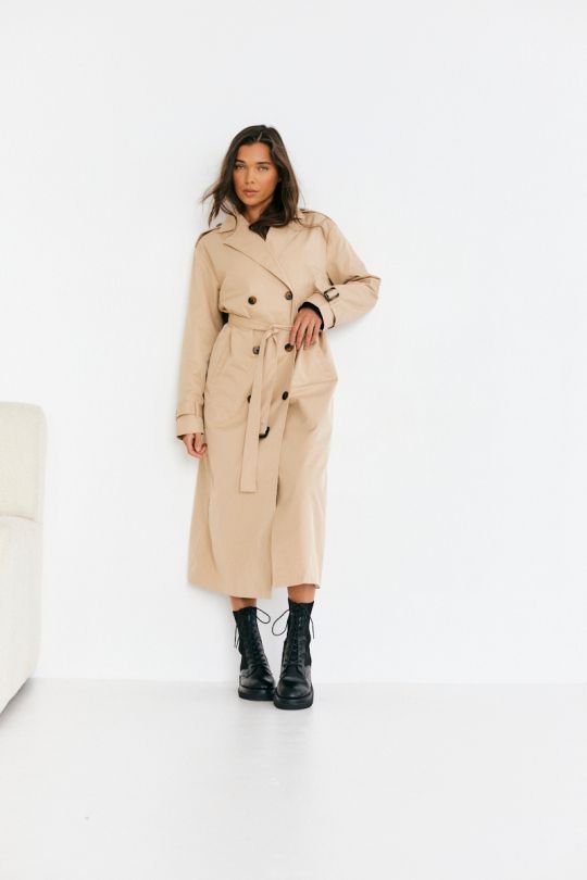 In The Style In The Style Women's Beige Longline Belted Trench Coat - 3