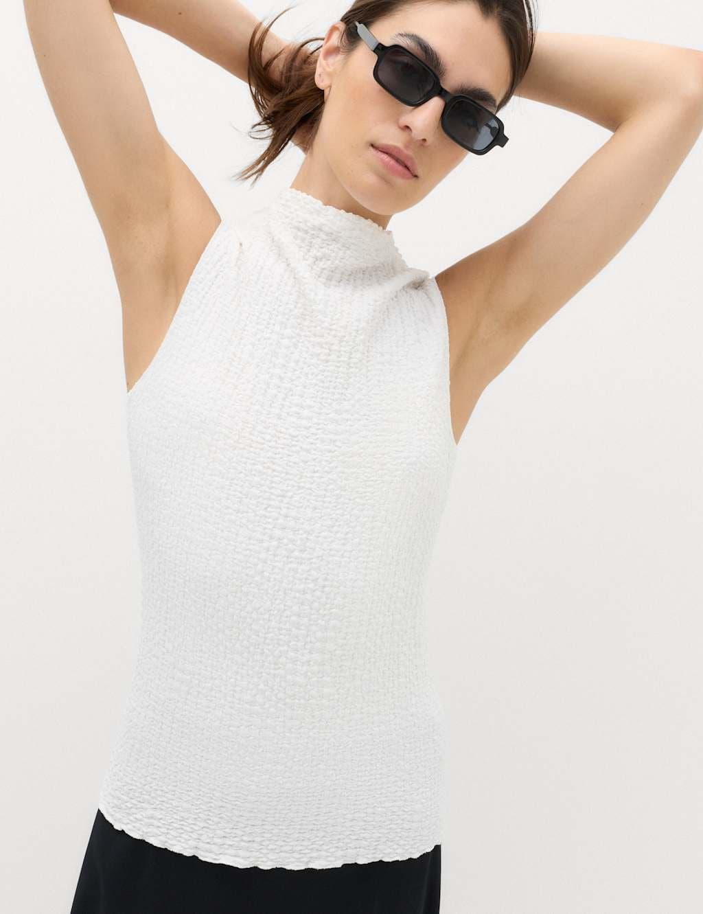 Marks & Spencer M&S Textured Sleeveless Top Soft White