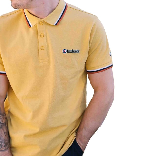 Lambretta Lambretta Men's SS25 Triple Tipped Polo Shirt in Gold - 3