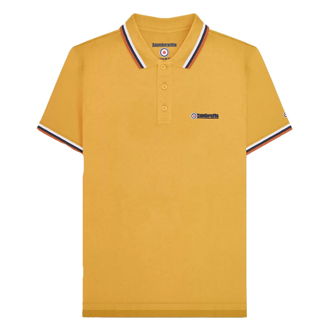 Lambretta Lambretta Men's SS25 Triple Tipped Polo Shirt in Gold - 4
