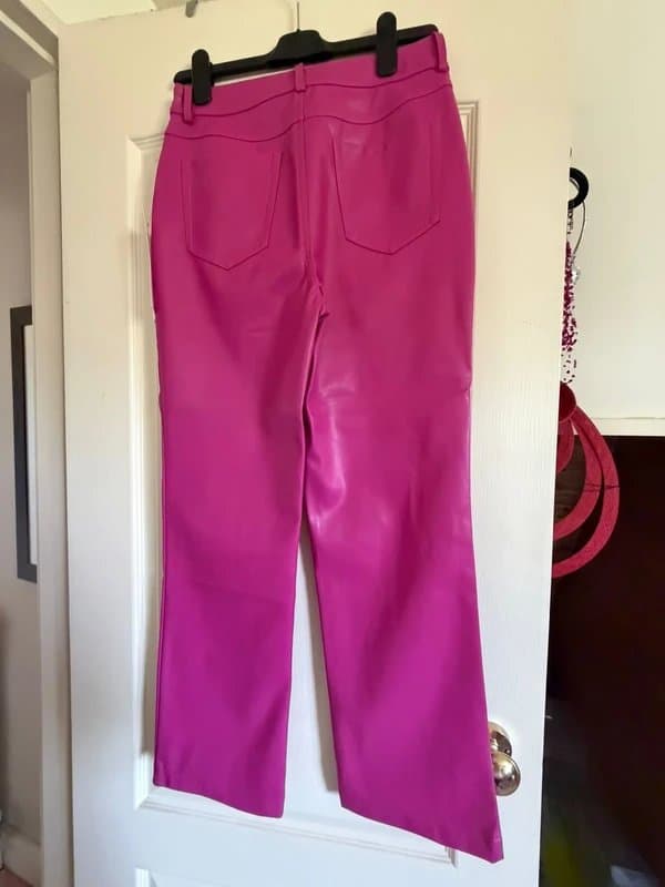 Never Fully Dressed Never Fully Dresses Pink Faux leather trousers UK10