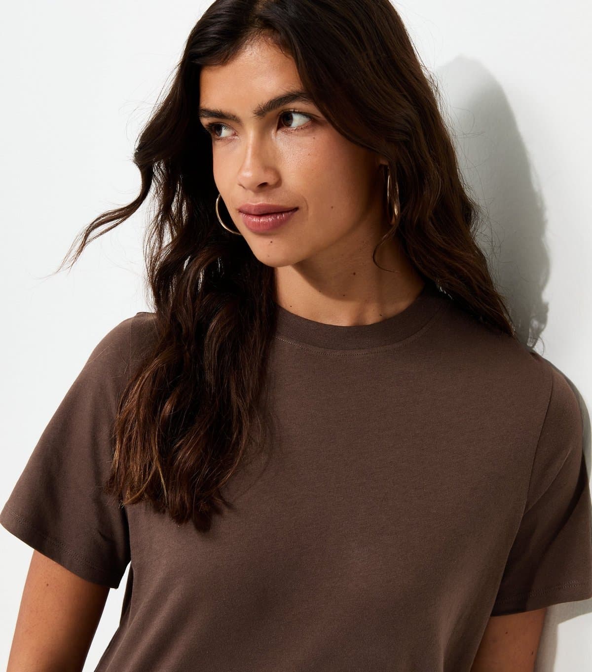 New Look Women's Dark Brown Cotton T-Shirt New Look