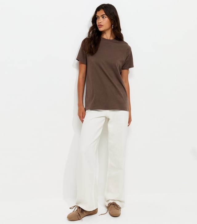 New Look Women's Dark Brown Cotton T-Shirt New Look - 2