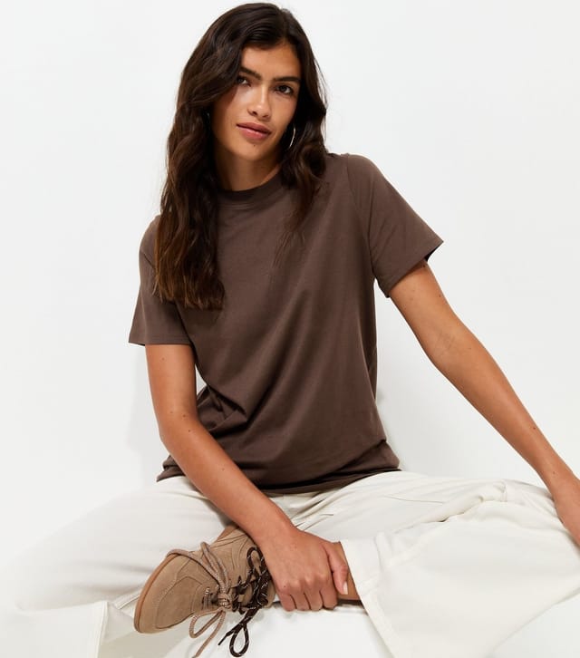 New Look Women's Dark Brown Cotton T-Shirt New Look - 3