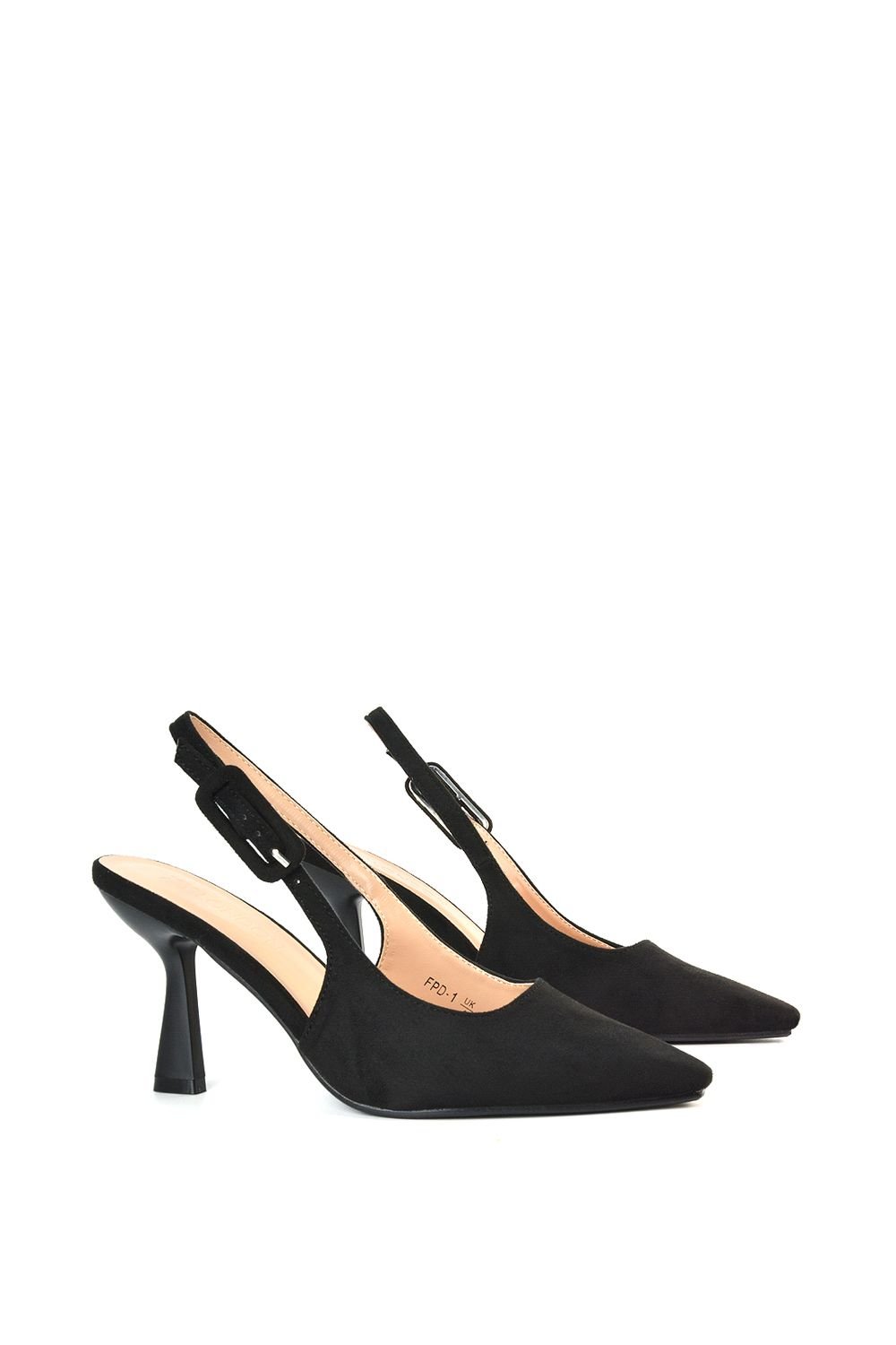 XY London XY London Women's 'Betty' Stiletto High Heel Shoes With Slingbacks in Jet Black - 4