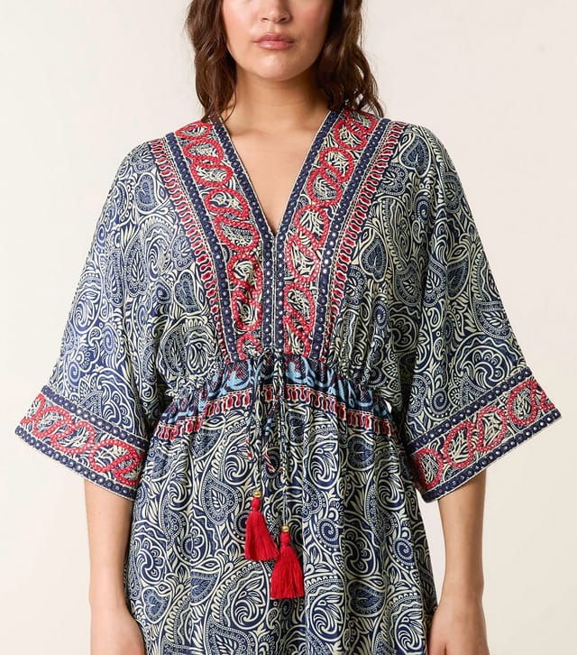 Blue Vanilla Women's Navy Embellished Kimono Dress Blue Vanilla New Look - 2