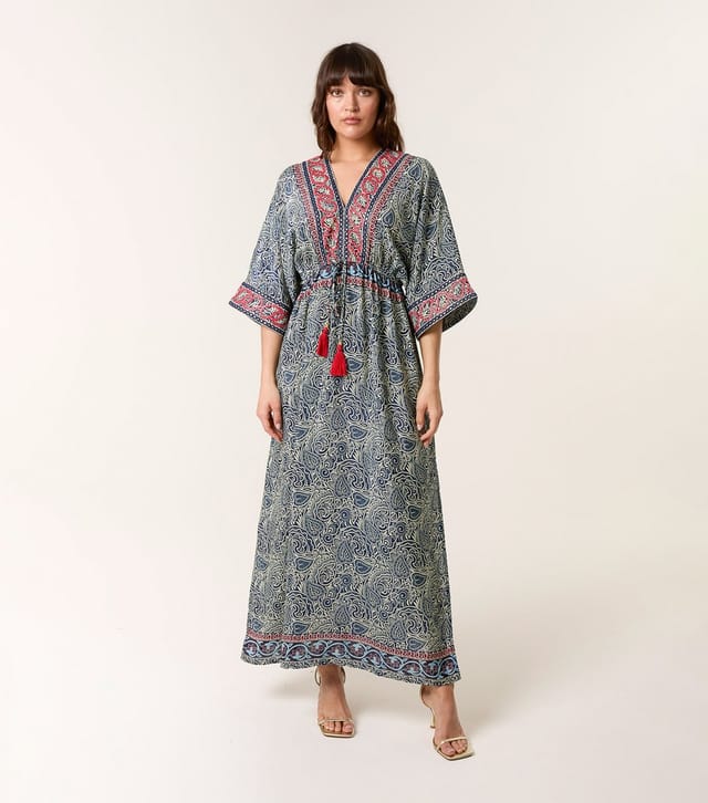 Blue Vanilla Women's Navy Embellished Kimono Dress Blue Vanilla New Look - 3