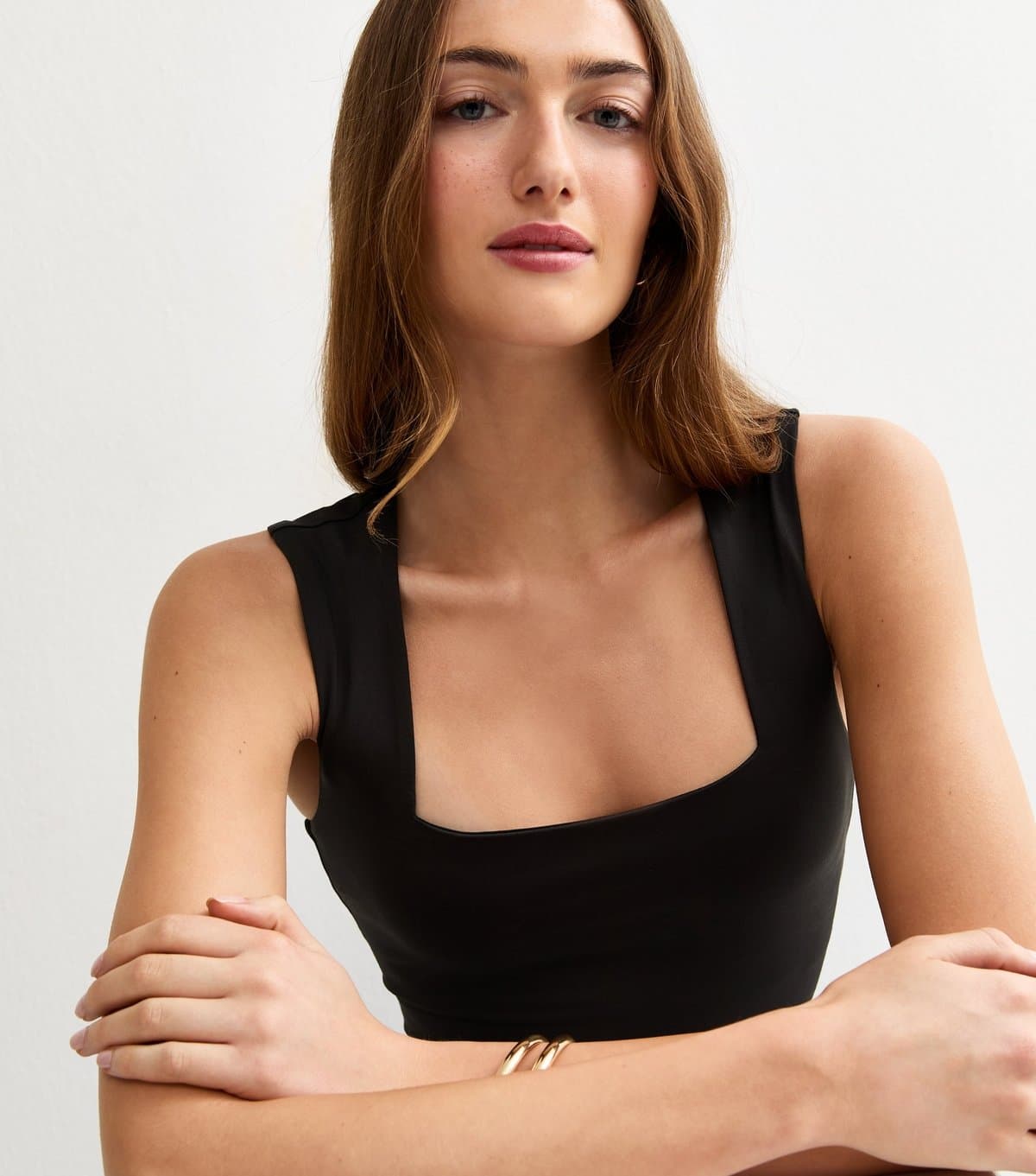 New Look Women's Tall Black Square Neck Neck Sleeveless Bodysuit New Look