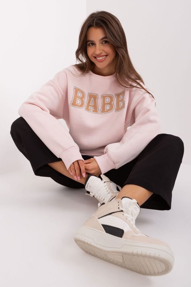 Love Lace Love Lace Women's Cotton Blend Pullover Sweatshirt Front Print in Pink - 2