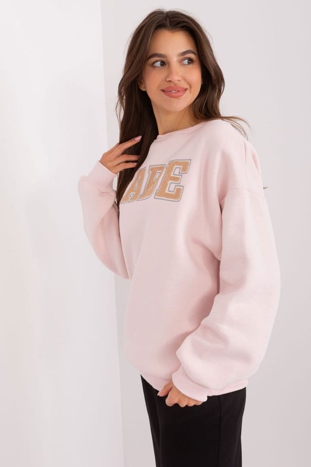 Love Lace Love Lace Women's Cotton Blend Pullover Sweatshirt Front Print in Pink - 3