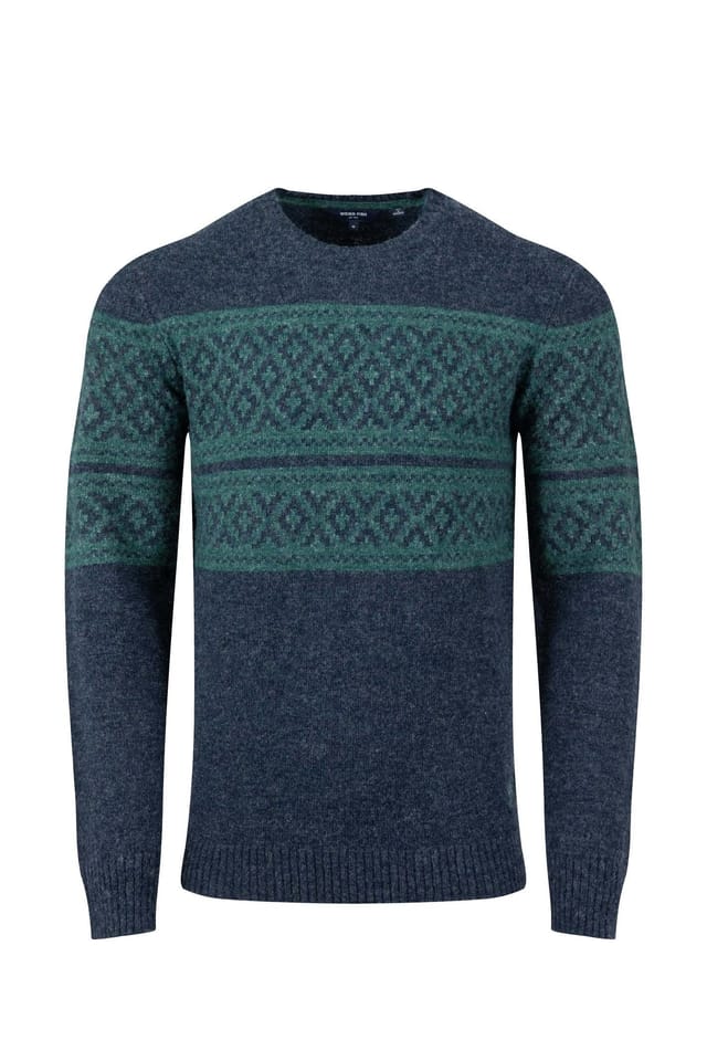 Weird Fish Weird Fish Men's Wicklow Fair Isle Crew Neck Jumper in Navy - 2