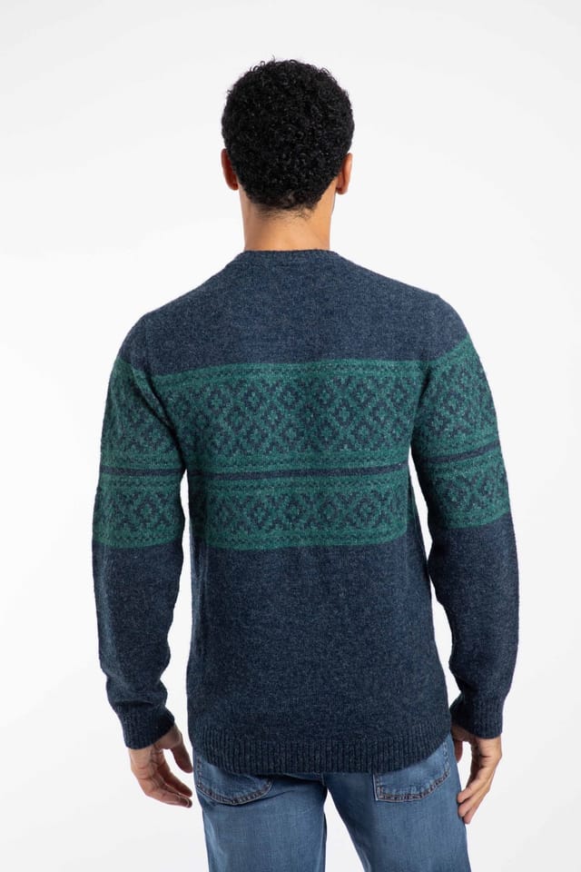 Weird Fish Weird Fish Men's Wicklow Fair Isle Crew Neck Jumper in Navy - 3