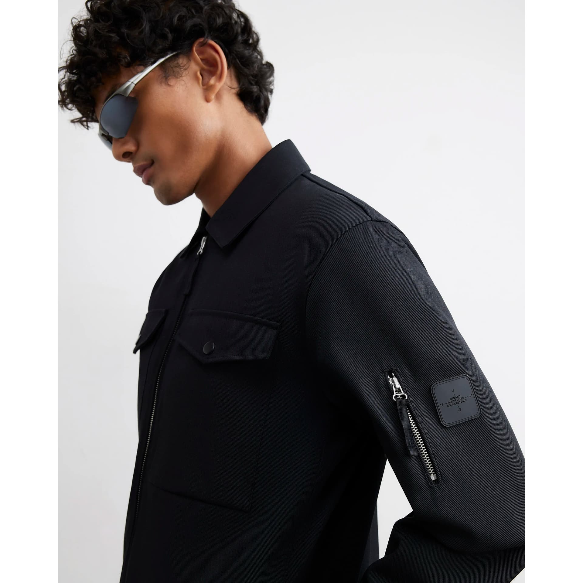 River Island Mens River Island Black Twill Shacket