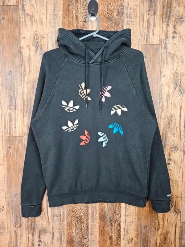 adidas Adidas Originals Hoodie Black Multi Trefoil Graphic Fade Small