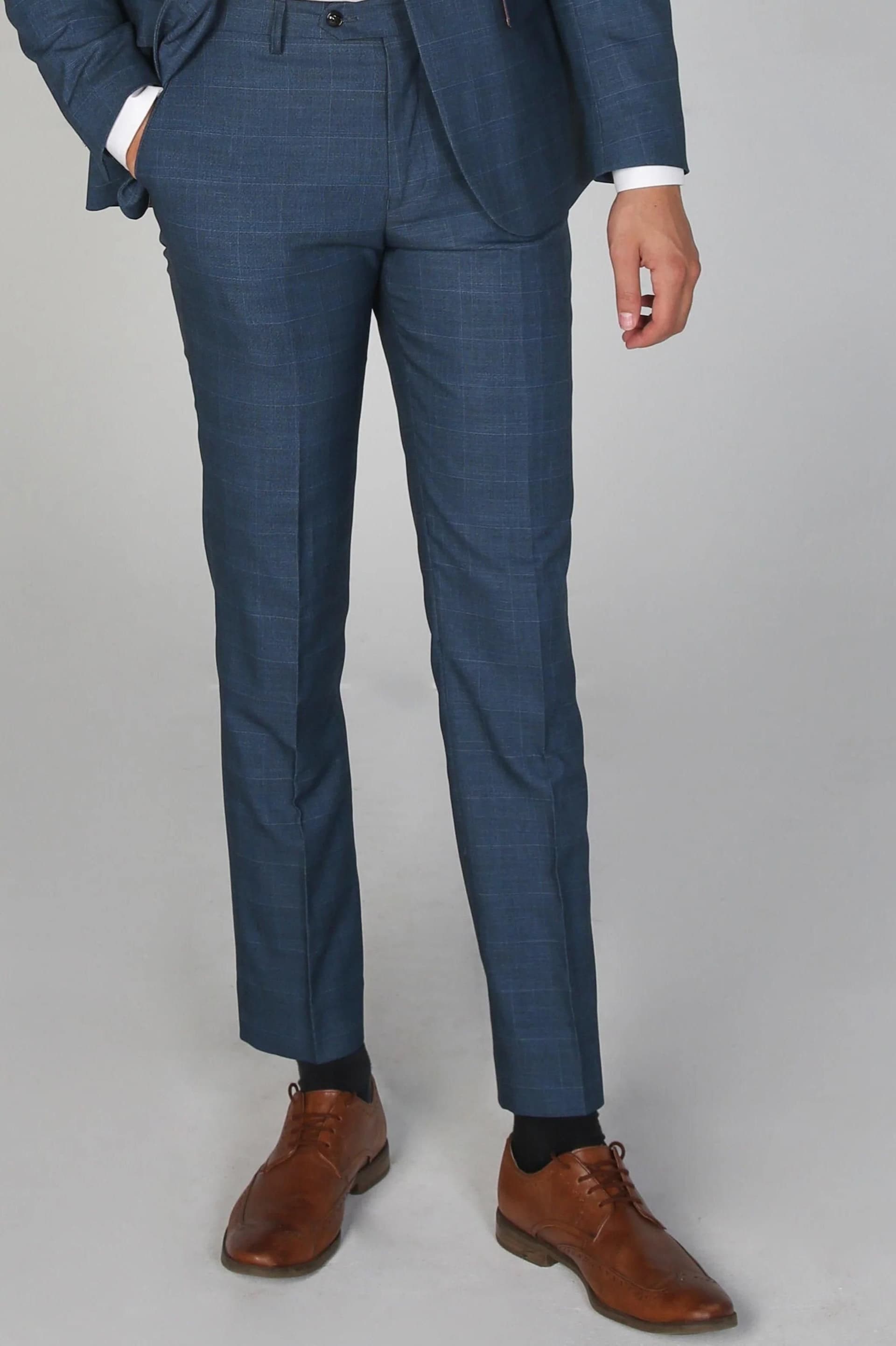 Paul Andrew Paul Andrew Men's Viceroy Prince Of Wales Check Trousers in Blue