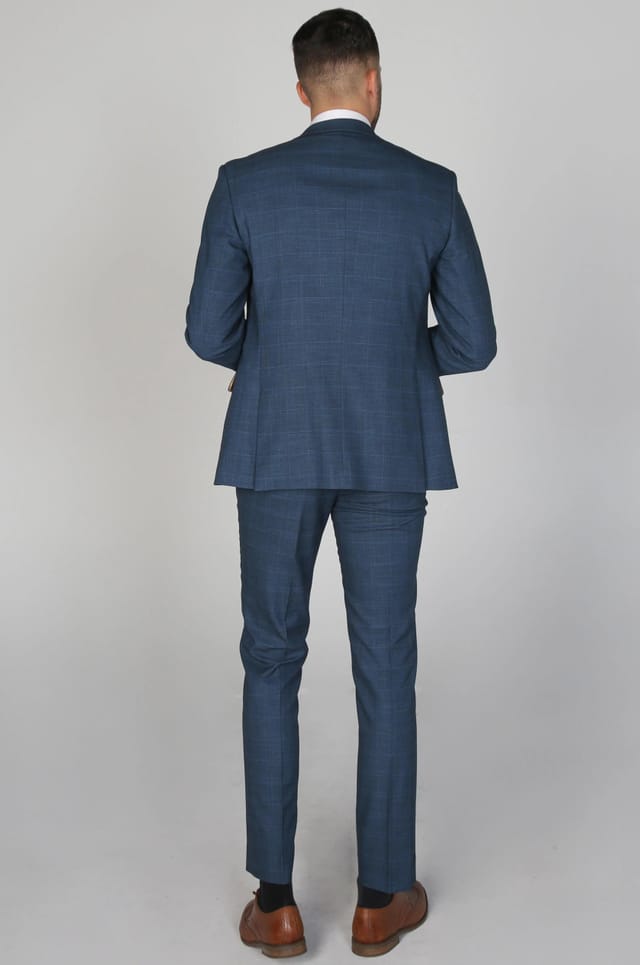 Paul Andrew Paul Andrew Men's Viceroy Prince Of Wales Check Trousers in Blue - 2