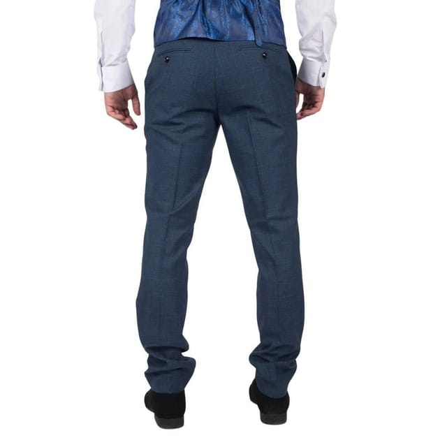Paul Andrew Paul Andrew Men's Viceroy Prince Of Wales Check Trousers in Blue - 3
