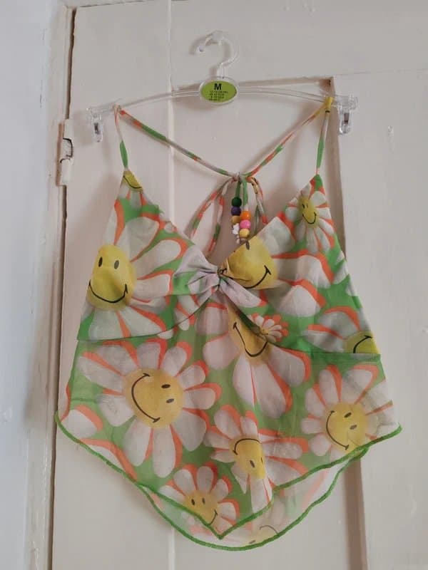 Bershka Bershka x Smiley flowy halter neck