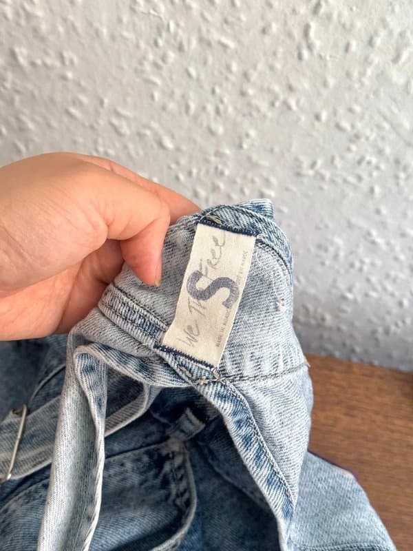 We The Free Free People We The Free Blue Acid Wash Denim Cotton Dungarees Overalls - Size S (RRP£160)