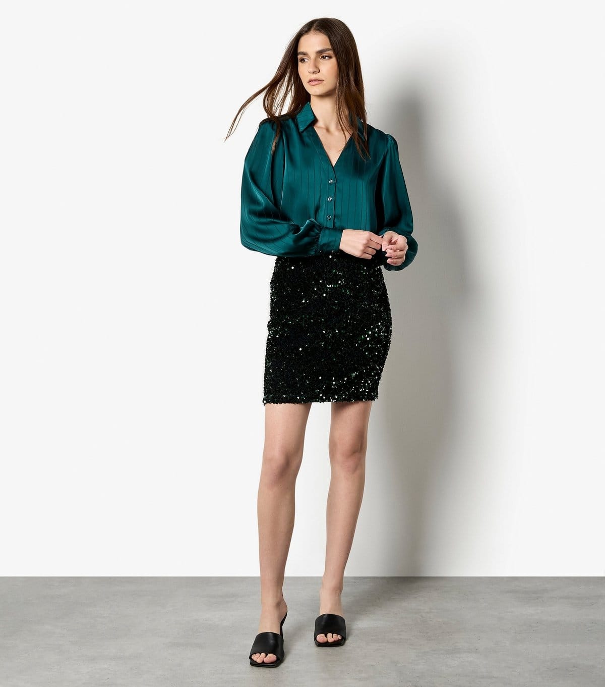 Apricot Women's Dark Green Sequin Mini Skirt Apricot New Look - 4