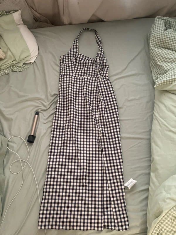 ASOS Design ASOS long halter neck checkered dress