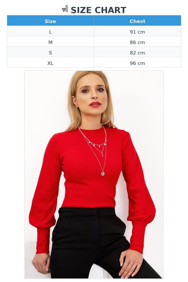 Love Lace Love Lace Women's Ribbed Long Sleeve Blouse with Wide Cuffs Style 168201 in Red - 3