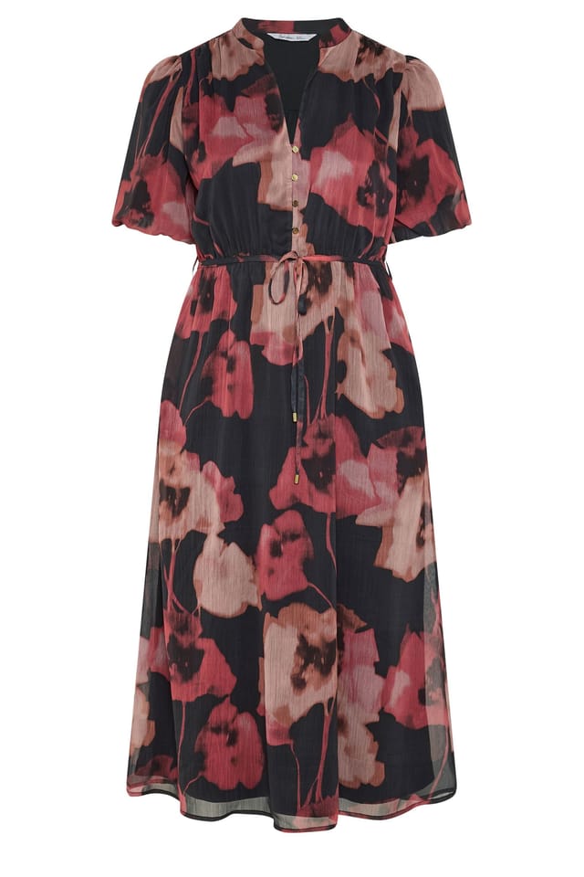 Yours Yours Women's Puff Sleeve Shirt Dress in Red - 2