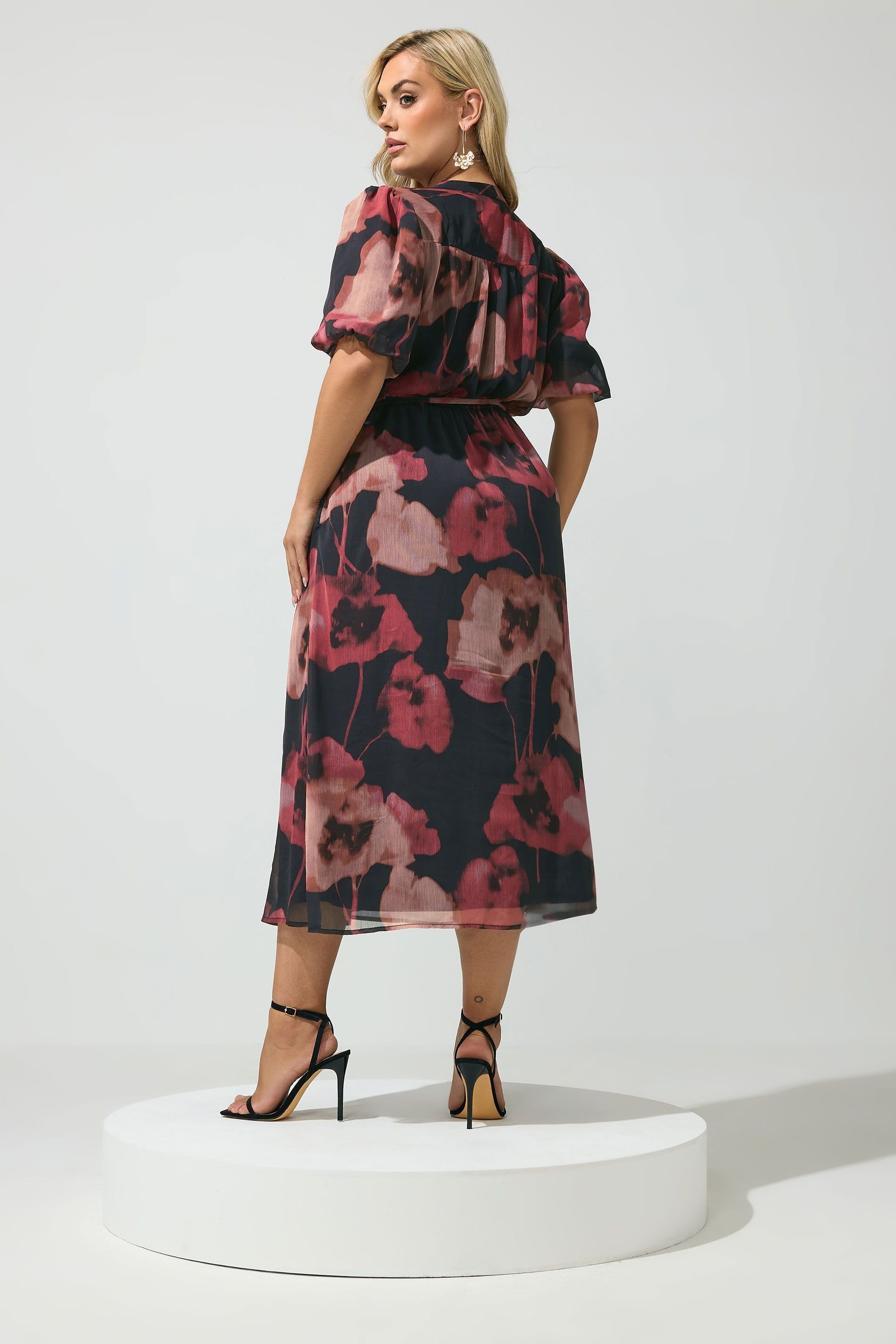 Yours Yours Women's Puff Sleeve Shirt Dress in Red - 4