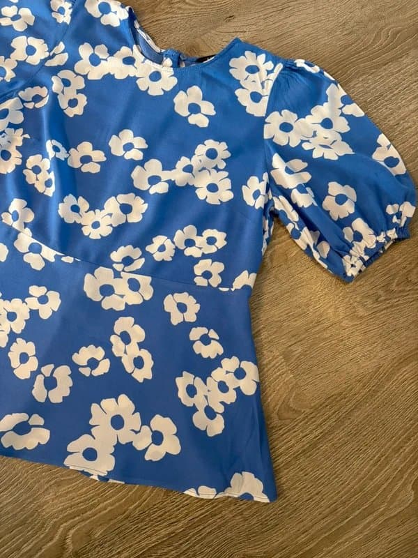 Marks & Spencer Marks and Spencer’s blue floral peplum summer blouse top size 14