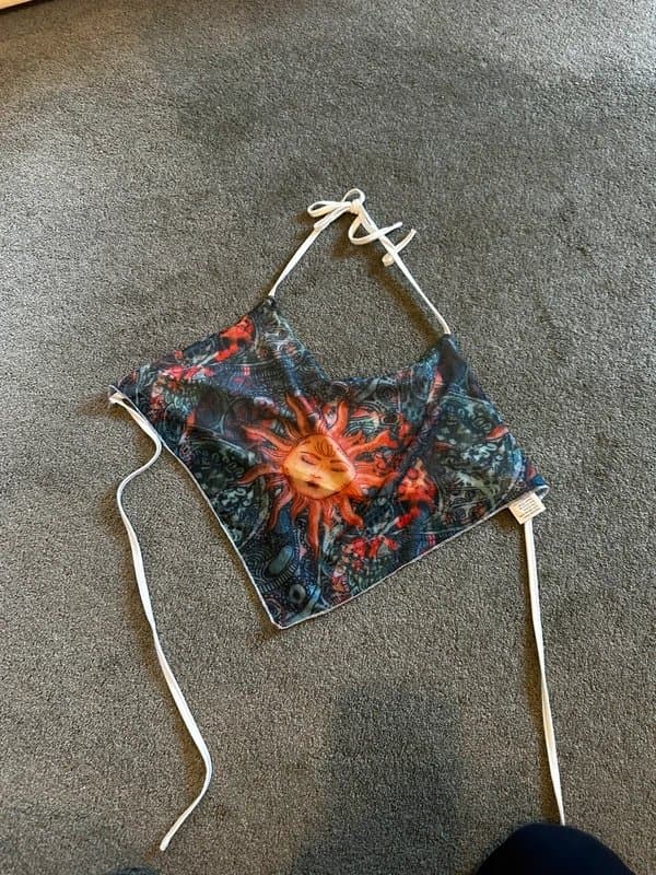 Shein sun design tie top