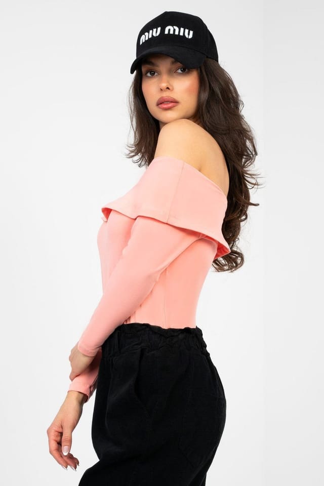 Love Lace Love Lace Women's Fitted Off-Shoulder Cotton Elastane Blouse in Pink - 2