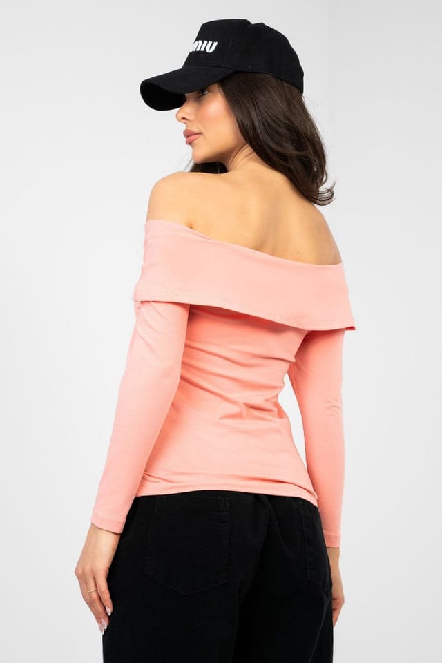 Love Lace Love Lace Women's Fitted Off-Shoulder Cotton Elastane Blouse in Pink - 3