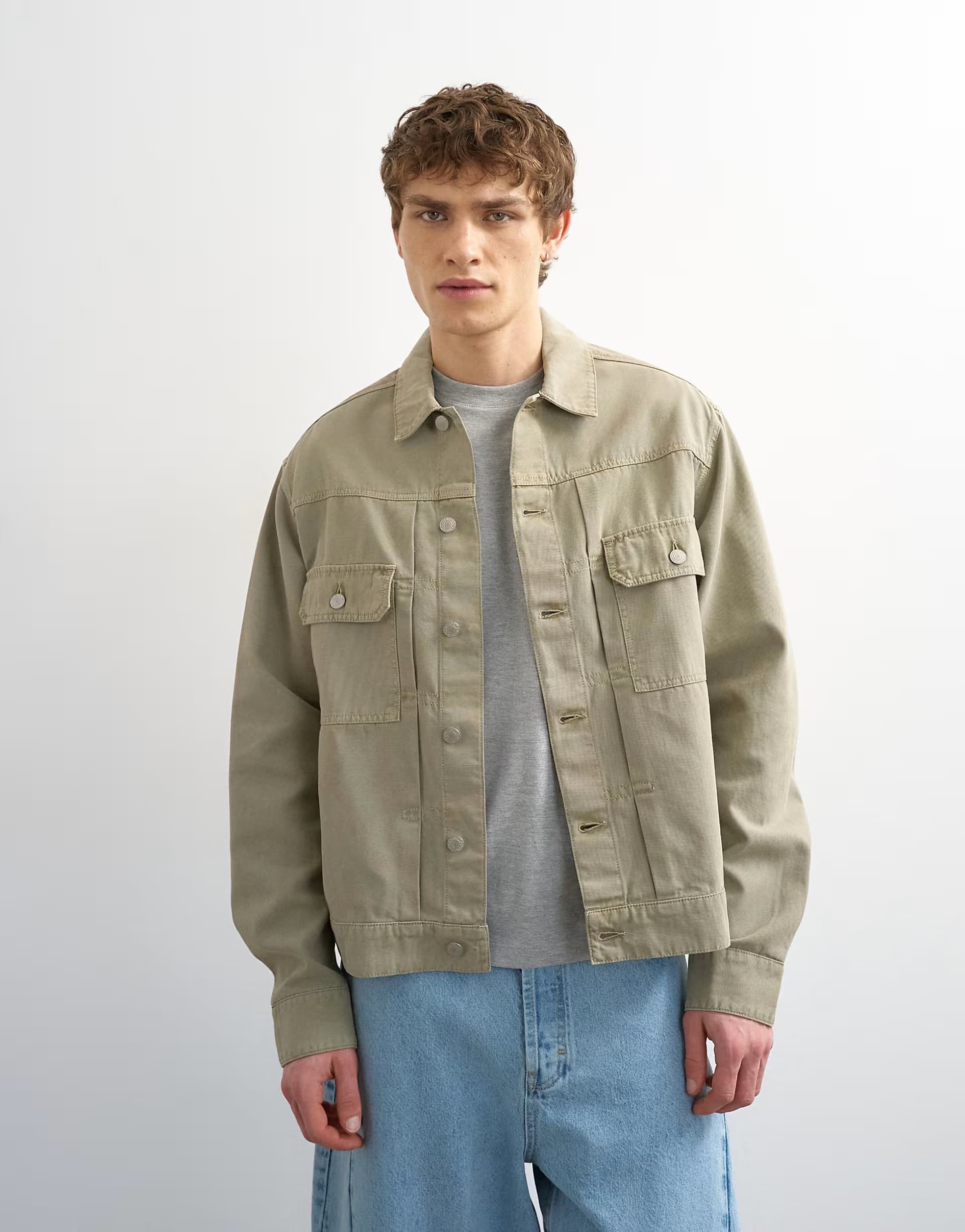 ASOS Topman regular fit canvas overshirt in putty