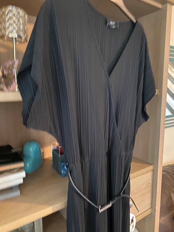 Next 🖤 Next Black Plissé Wide Leg Tall Jumpsuit Size 14T - Party Luxe