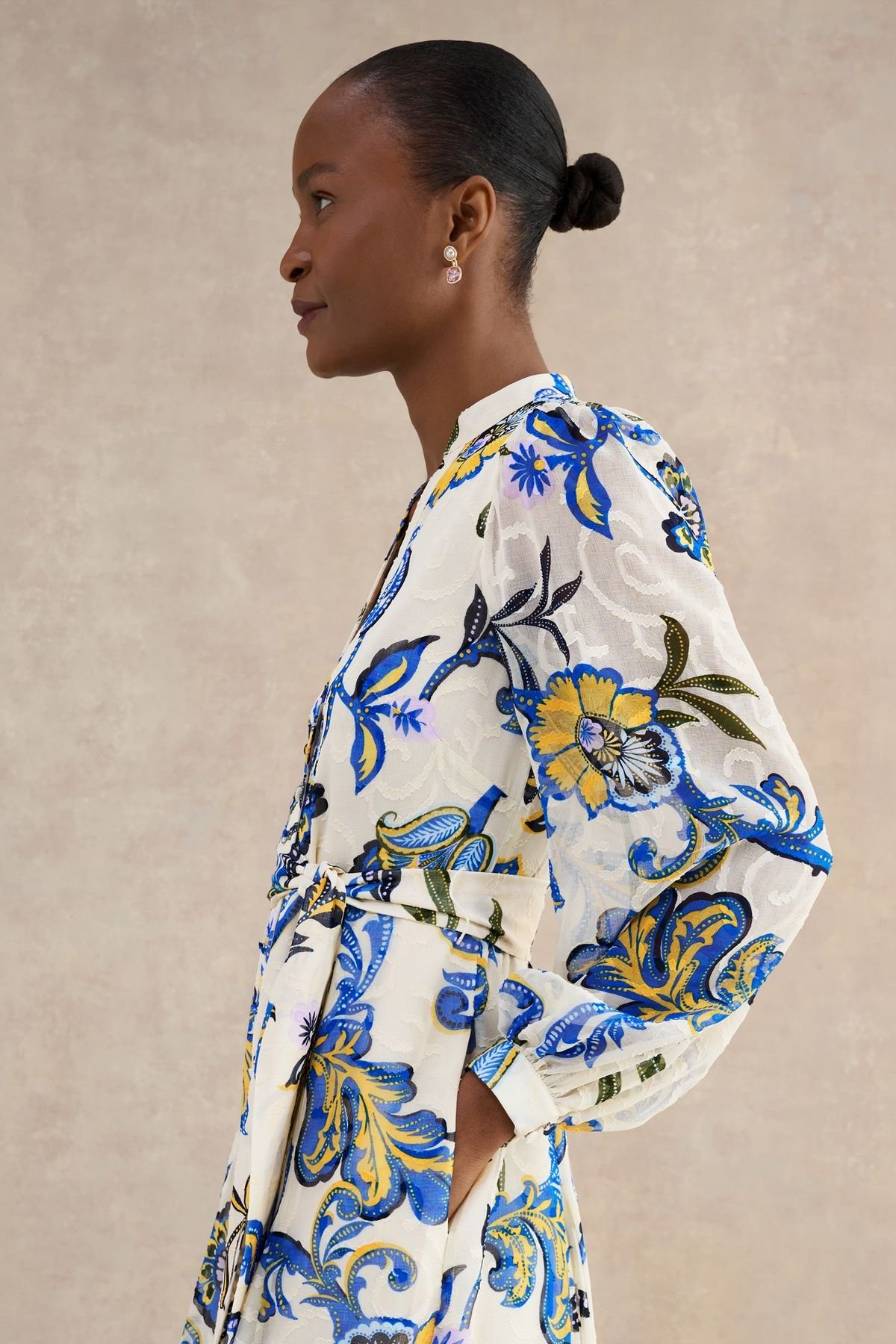 Hobbs London Hobbs London Women's Shanice Belted Maxi Shirt Dress in Cream - 3