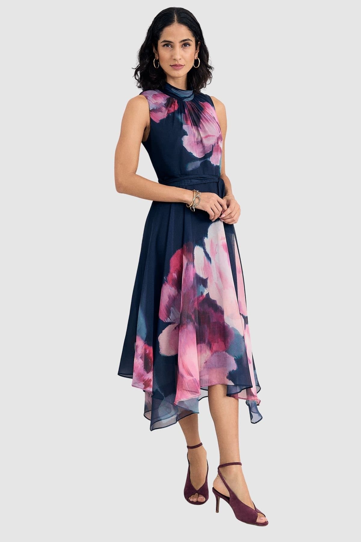 Phase Eight Phase Eight Women's Petite Lucinda Floral Asymmetric Dress in Navy