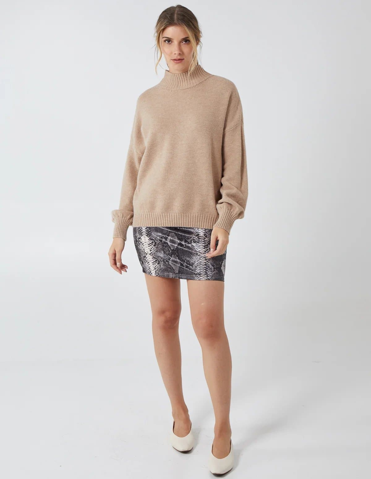 Blue Vanilla Snake Skin Faux Leather Skirt