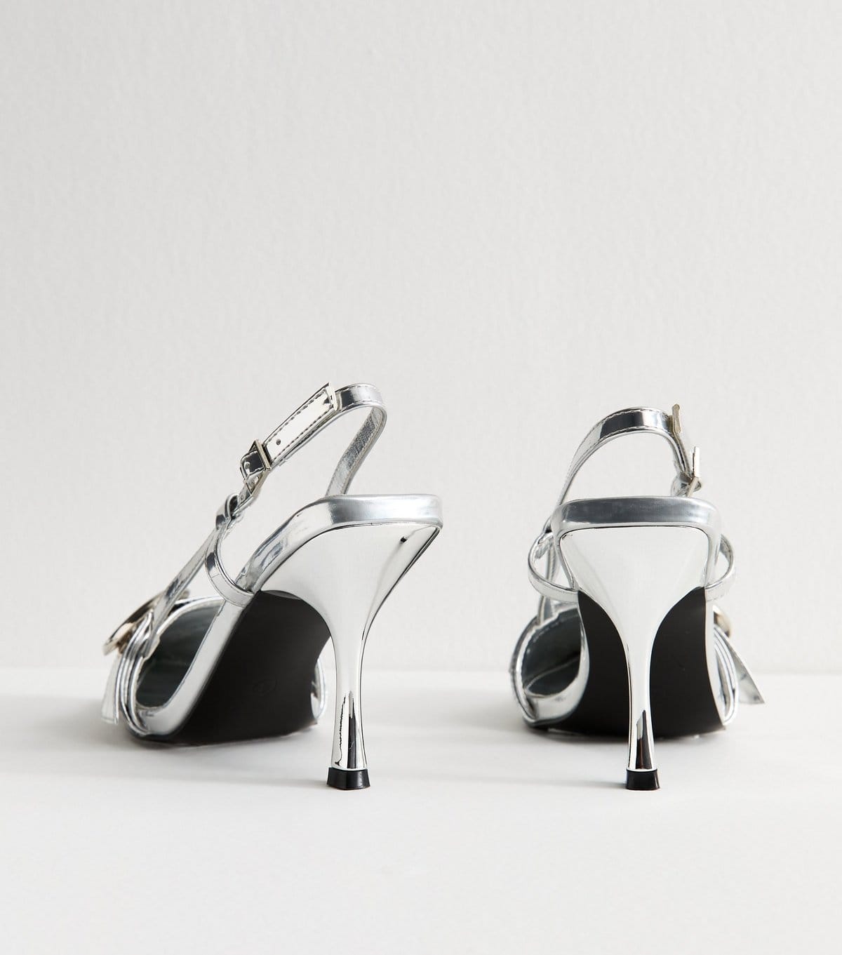 Public Desire Women's Silver Inturrupted Faux Leather Slingback Heels Public Desire New Look - 4