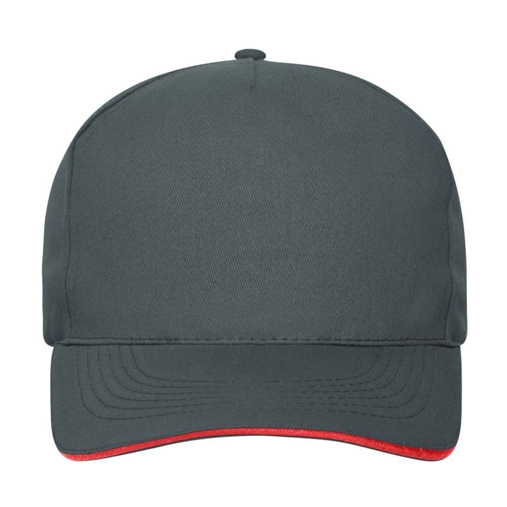 Myrtle Beach Myrtle Beach Men's 5 Panel Cotton Sandwich Peak Cap in Dark Grey