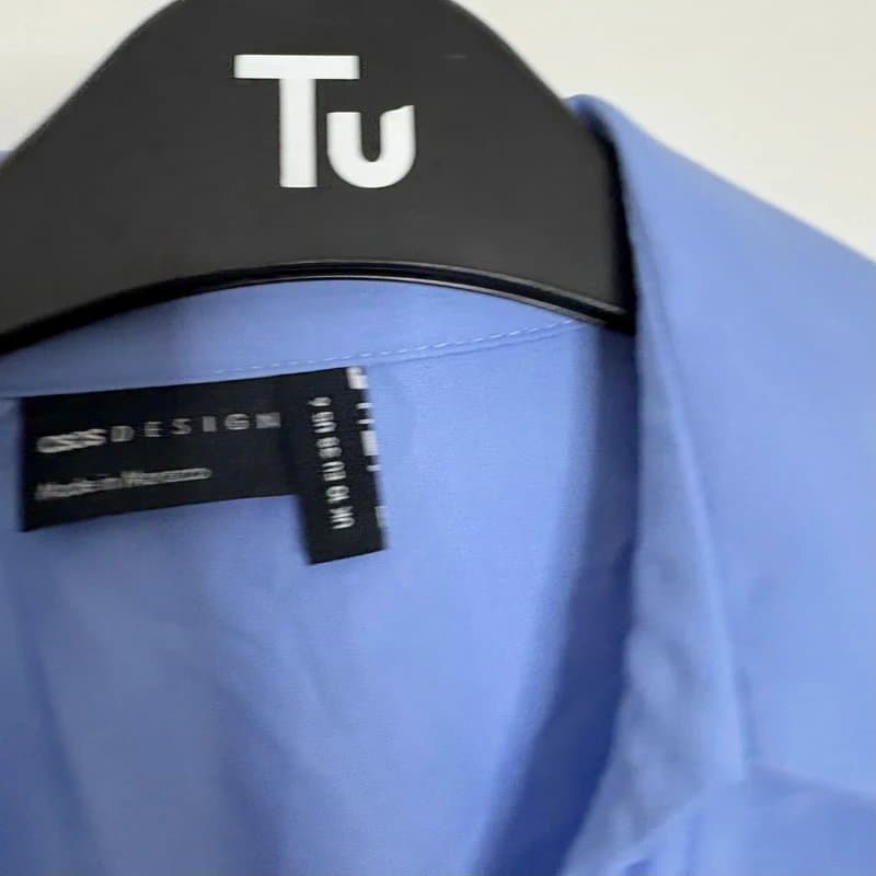 ASOS Blue ASOS Long Sleeve Ruched Shirt Dress Size 10