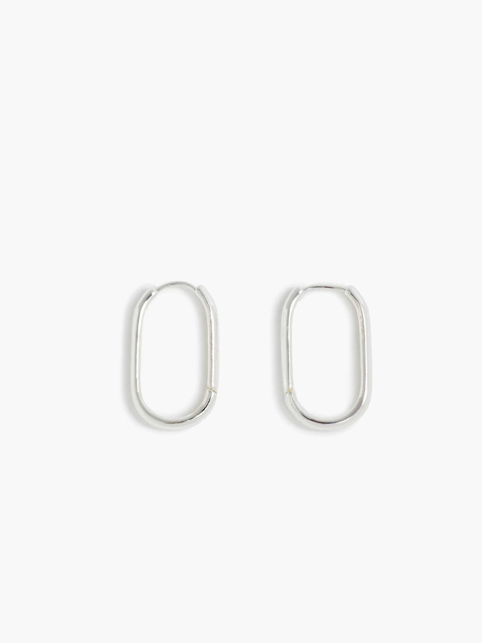 French Connection Elongated Hoop Earrings Silver