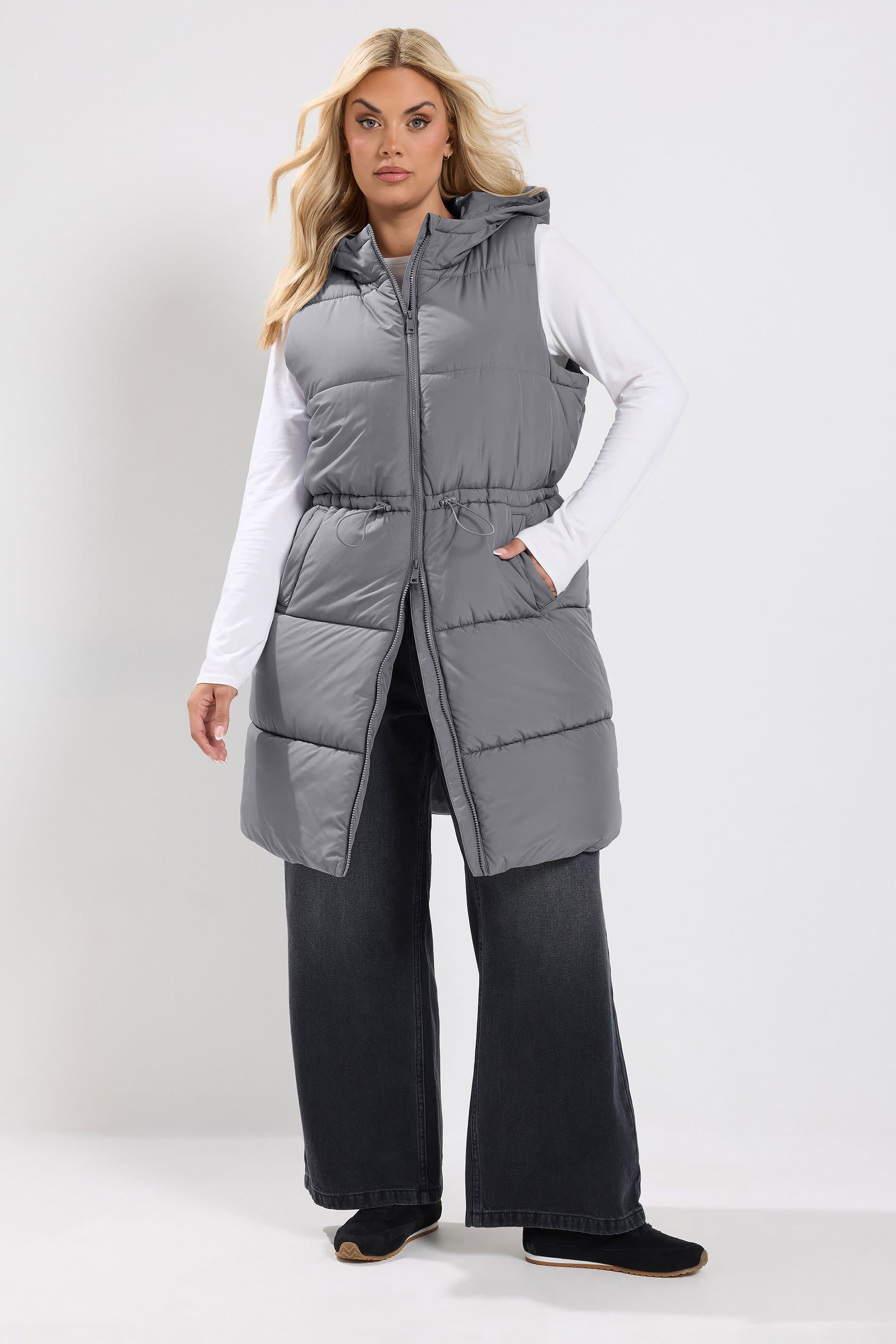 Yours Plus Size Grey Padded Gilet