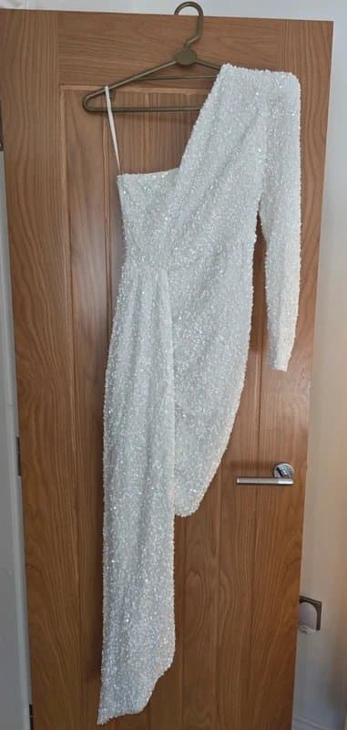 ASOS ASOS Luxe White Sequin Dress Size 8