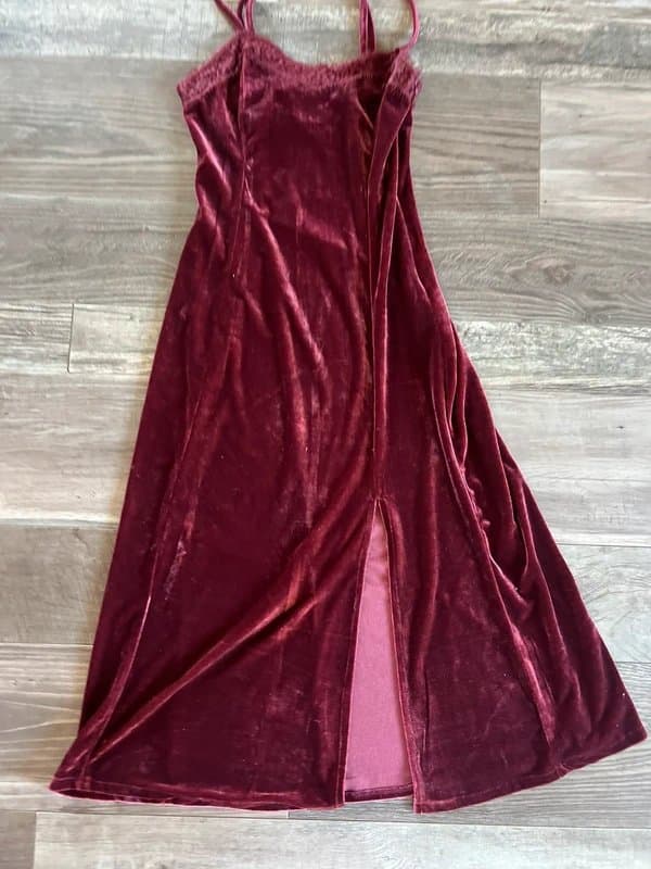 ASOS Burgundy Velvet Lace Trim Midi Dress