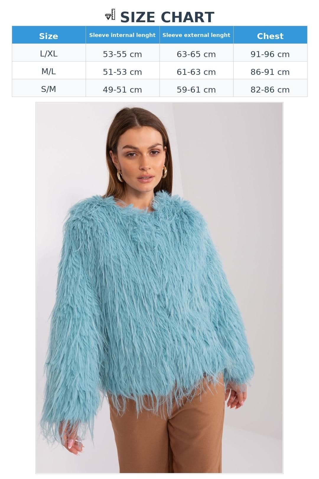 Love Lace Love Lace Women's Fur Trim Lined Hook Eye Jacket in Aqua - 4