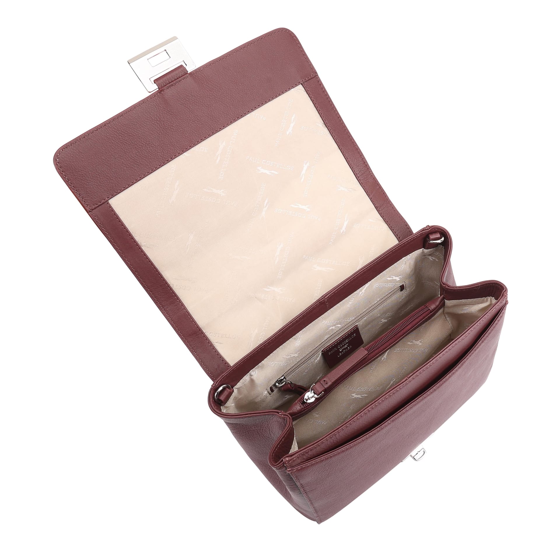 Paul Costelloe Paul Costelloe Women's Shamali Leather Shoulder Bag in Wine - 4